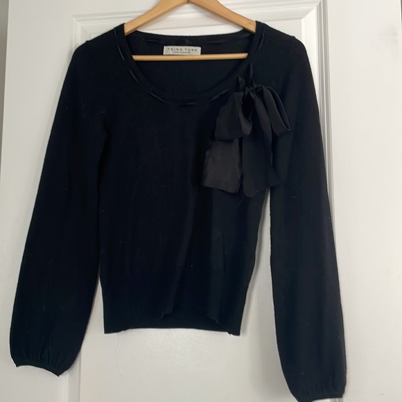Trina Turk knit sweater with satin ribbon bow. Size small - Picture 2 of 5